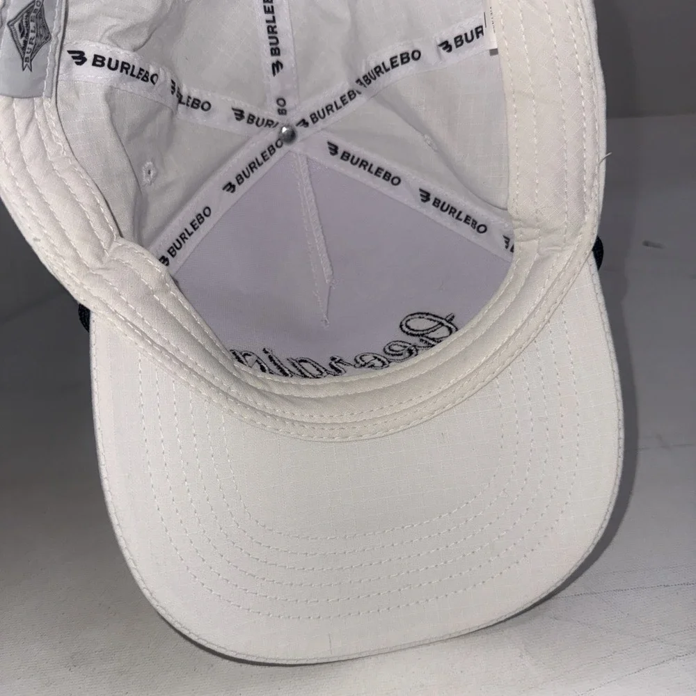 Burlebo White Rope Hat Georgia Black Embroidered Script Southern Ball Cap